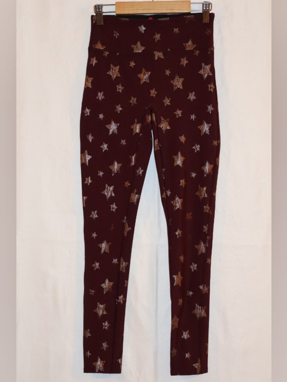 SPANX Girls' Burgundy Faux Leather Star Leggings